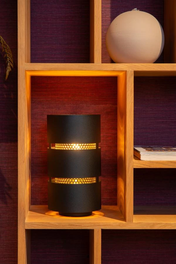 Lucide ROSAS - Lampe de table - Ø 16 cm - 1xE27 - Noir - ambiance 1